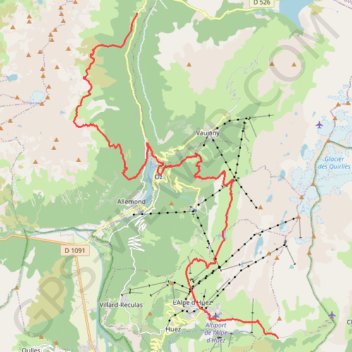 Itinéraire GR549 Randonnée de Le Rivier d'Allemont à L'Alpe-D'Huez (Isère), distance, dénivelé, altitude, carte, profil, trace GPS