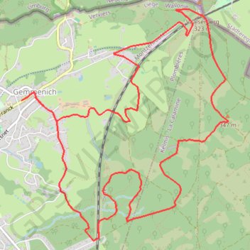 Itinéraire Preuswald gemmenich, distance, dénivelé, altitude, carte, profil, trace GPS