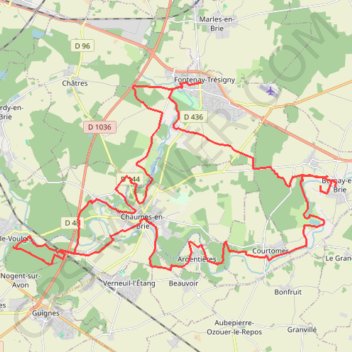 Itinéraire Fontenay Tresigny, distance, dénivelé, altitude, carte, profil, trace GPS