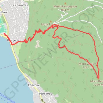 Itinéraire Mont Baron depuis le petit port, distance, dénivelé, altitude, carte, profil, trace GPS