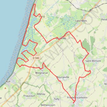 Itinéraire Le marais du hâble d'Ault - Friville-Escarbotin, distance, dénivelé, altitude, carte, profil, trace GPS