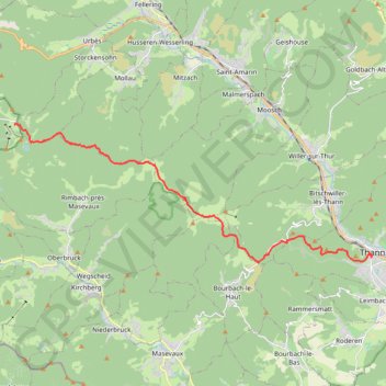 Itinéraire Traversée des Vosges - De Thann à Rouge Gazon, distance, dénivelé, altitude, carte, profil, trace GPS