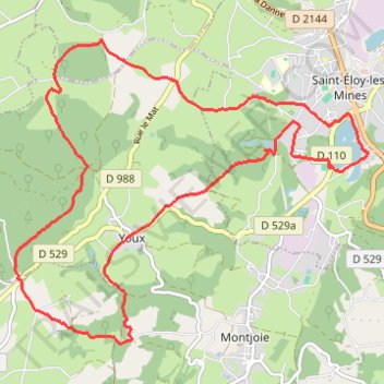 Itinéraire St Eloy 16.7 Km, distance, dénivelé, altitude, carte, profil, trace GPS