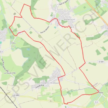 Itinéraire Randonnée Abbecourt - Tillard, distance, dénivelé, altitude, carte, profil, trace GPS
