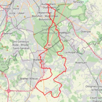Itinéraire lasne, distance, dénivelé, altitude, carte, profil, trace GPS