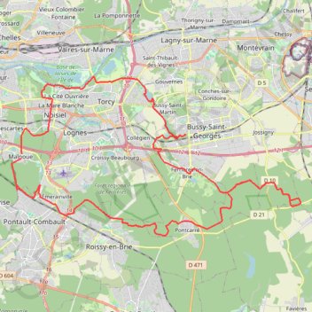 Itinéraire Boucle Etangs Bussy - GR forêt de Ferrière, distance, dénivelé, altitude, carte, profil, trace GPS