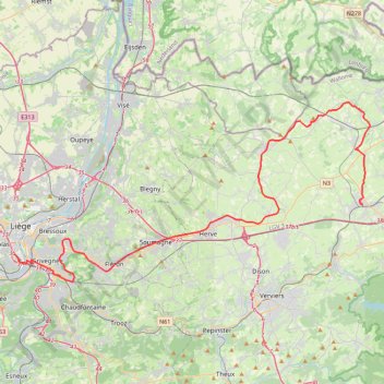 Itinéraire L38 Welkenraedt - Liège, distance, dénivelé, altitude, carte, profil, trace GPS