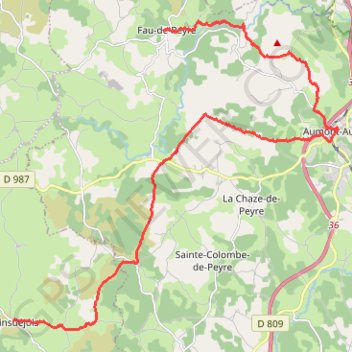 Itinéraire Fau de Peyre - Prinsuejols, distance, dénivelé, altitude, carte, profil, trace GPS