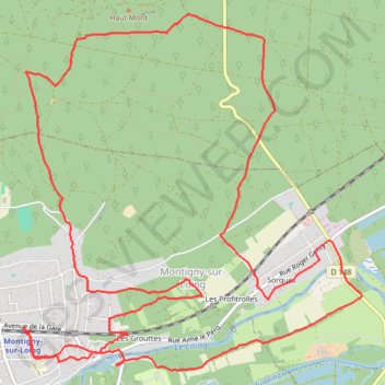 Itinéraire Boucle à partir de Montigny-sur-Loing, distance, dénivelé, altitude, carte, profil, trace GPS