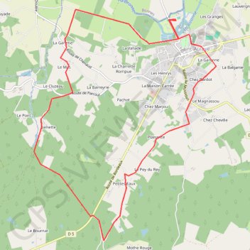 Itinéraire Saint-Aulaye, distance, dénivelé, altitude, carte, profil, trace GPS