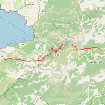 Itinéraire Evisa - Porto Marina, distance, dénivelé, altitude, carte, profil, trace GPS