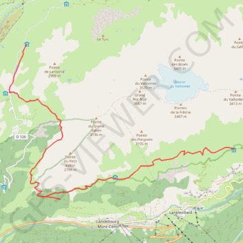 Itinéraire Le Balcon de la Vanoise - Plan du Lac - Vallonbrun, distance, dénivelé, altitude, carte, profil, trace GPS
