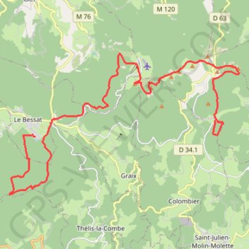 Itinéraire Saint sabin bessat (cretes), distance, dénivelé, altitude, carte, profil, trace GPS