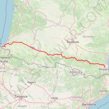 Itinéraire Etape 10 par Foix Hôtel Bonnet St Pée sur Nivelle - Perpignan, distance, dénivelé, altitude, carte, profil, trace GPS