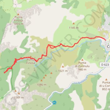 Itinéraire Tavignano, distance, dénivelé, altitude, carte, profil, trace GPS