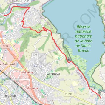 Itinéraire St-Brieuc / Yffiniac, distance, dénivelé, altitude, carte, profil, trace GPS