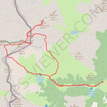 Itinéraire Pics de Peneblanque (S, N), Table des 3 Rois depuis Pont Lamary, distance, dénivelé, altitude, carte, profil, trace GPS