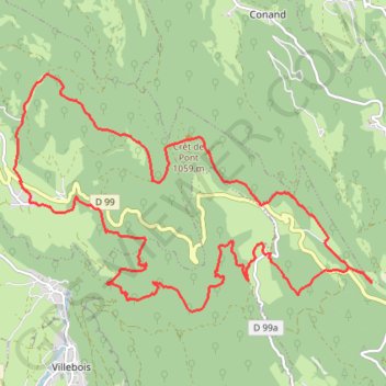Itinéraire Col de Portes (01) 21Km, distance, dénivelé, altitude, carte, profil, trace GPS