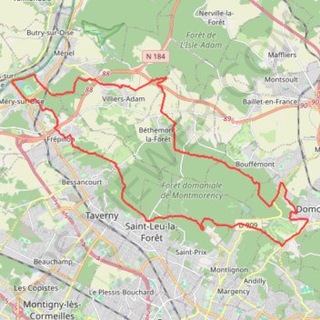 Itinéraire Montmorency, distance, dénivelé, altitude, carte, profil, trace GPS