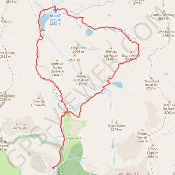 Itinéraire Lac Autier, lac Niré, refuge de Nice, distance, dénivelé, altitude, carte, profil, trace GPS