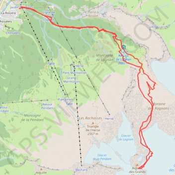 Itinéraire Aiguille des Grands Montets : Par le glacier des Rognons, distance, dénivelé, altitude, carte, profil, trace GPS