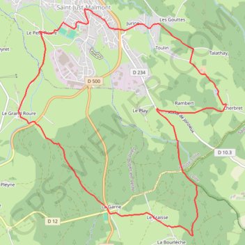 Itinéraire Le Velay des 3 Rivières - La Pierre Saint-Martin Saint-Just-Malmont, distance, dénivelé, altitude, carte, profil, trace GPS