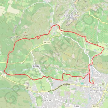 Itinéraire Maussane-les-Alpilles, distance, dénivelé, altitude, carte, profil, trace GPS