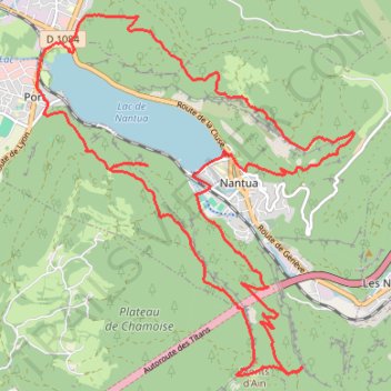 Itinéraire Départ de Nantua pour le tour du lac, distance, dénivelé, altitude, carte, profil, trace GPS