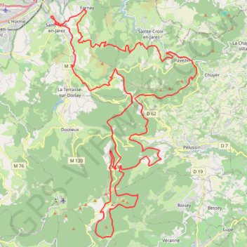 Itinéraire Sampoutaire - Saint-Paul-en-Jarez, distance, dénivelé, altitude, carte, profil, trace GPS