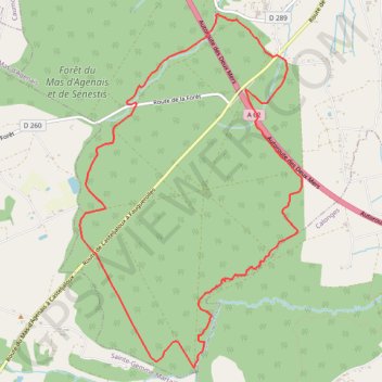 Itinéraire Boucle courte en forêt du Mas d'Agenais, distance, dénivelé, altitude, carte, profil, trace GPS