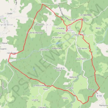 Itinéraire Boucle du Château - Biron, distance, dénivelé, altitude, carte, profil, trace GPS