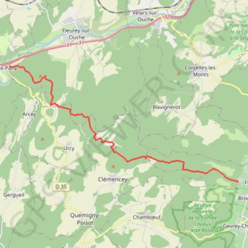 Itinéraire Sentier Blanc - Fixin, distance, dénivelé, altitude, carte, profil, trace GPS