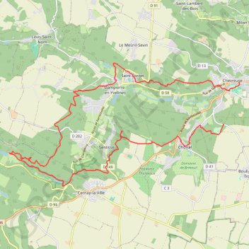 Itinéraire Chevreuse - Vaux de Cernay - Chevreuse, distance, dénivelé, altitude, carte, profil, trace GPS