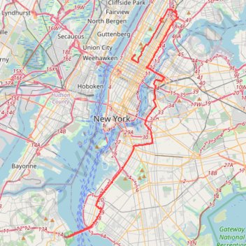 Itinéraire Marathon de New York City, distance, dénivelé, altitude, carte, profil, trace GPS