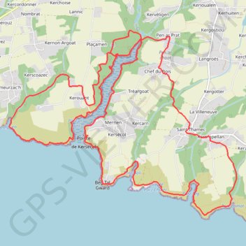 Itinéraire Moëlan-sur-Mer Ria de Merrien, distance, dénivelé, altitude, carte, profil, trace GPS