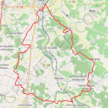 Itinéraire Pons VTT 2, distance, dénivelé, altitude, carte, profil, trace GPS