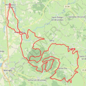 Itinéraire Rando à Montceaux-l'Étoile, distance, dénivelé, altitude, carte, profil, trace GPS