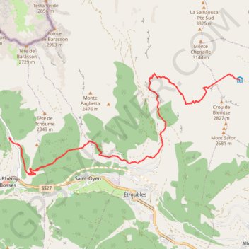 Itinéraire Val d'Aoste Alta Via 1 étape 14, distance, dénivelé, altitude, carte, profil, trace GPS