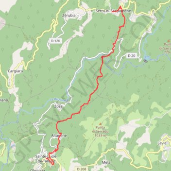 Itinéraire Corse du sud, Santa Lucia di Tallano Serra di Scopamena, distance, dénivelé, altitude, carte, profil, trace GPS
