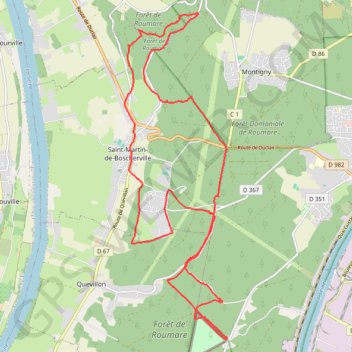Itinéraire Rando Forêt de Roumare, distance, dénivelé, altitude, carte, profil, trace GPS