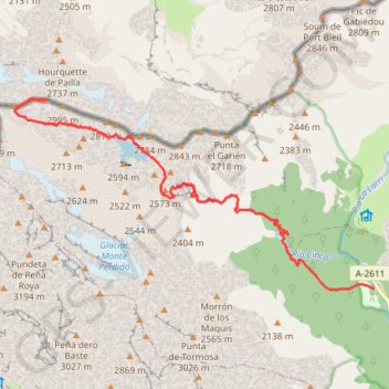 Itinéraire Astazou par Pineta, distance, dénivelé, altitude, carte, profil, trace GPS