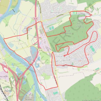Itinéraire Guénange, distance, dénivelé, altitude, carte, profil, trace GPS