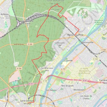 Itinéraire Les châteaux dans la forêt de Saint-Germain, distance, dénivelé, altitude, carte, profil, trace GPS
