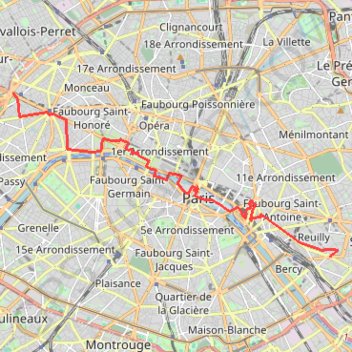 Itinéraire Traversée paris, distance, dénivelé, altitude, carte, profil, trace GPS