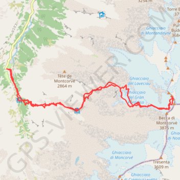 Itinéraire Grand Paradis : Par le Glacier du Grand Paradis (voie normale), distance, dénivelé, altitude, carte, profil, trace GPS