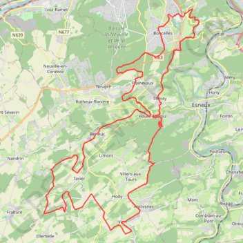 Itinéraire VTT 56.36KM - Challenge VTT Liège Condroz Verdoyant +18° Boô🌞ôo Soleil - GT56.36KM D+1103m..., distance, dénivelé, altitude, carte, profil, trace GPS