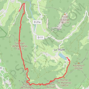 Itinéraire Lac de la Thuile - Montgelas, distance, dénivelé, altitude, carte, profil, trace GPS