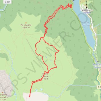Itinéraire Pic de Chérue depuis lac de Fabrèges (raquettes), distance, dénivelé, altitude, carte, profil, trace GPS