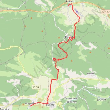 Itinéraire Sentier Cathare - D'Espezel à Puivert, distance, dénivelé, altitude, carte, profil, trace GPS