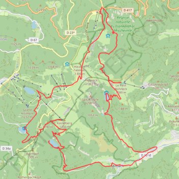 Itinéraire Rando-bivouac des 5 lacs dans les Vosges : du col de la slucht au lac Altenweiher (jour 1), distance, dénivelé, altitude, carte, profil, trace GPS